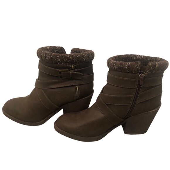 Charlotte Russe Naomie Size 8 M Brown Boots Booties Chunky Heels - Picture 3 of 7